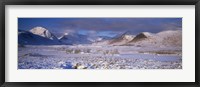 Framed Snow covered landscape with mountains in winter, Black Mount, Rannoch Moor, Highlands Region, Scotland