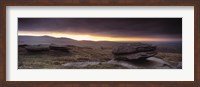 Framed Bright horizon with dark clouds from Higher Tor, Dartmoor, Devon, England