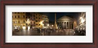 Framed Town square with buildings lit up at night, Pantheon Rome, Piazza Della Rotonda, Rome, Lazio, Italy