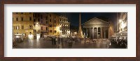 Framed Town square with buildings lit up at night, Pantheon Rome, Piazza Della Rotonda, Rome, Lazio, Italy