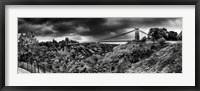 Framed Dark clouds over a suspension bridge, Clifton Suspension Bridge, Bristol, England