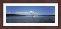 Framed Lighthouse at a river, Esopus Meadows Lighthouse, Hudson River, New York State, USA