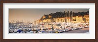 Framed Port of Nice lined by old houses and filled with new yachts, Nice, Alpes-Maritimes, Provence-Alpes-Cote d'Azur, France