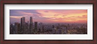 Framed High angle view of a city at sunset, Singapore City, Singapore