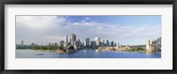 Framed Sydney Opera House with city skyline in the background, Sydney Harbor, Sydney, New South Wales, Australia