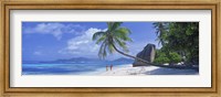 Framed Couple walking on the beach, Anse Source d'Argent, La Digue Island, Seychelles