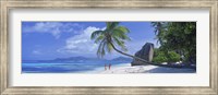 Framed Couple walking on the beach, Anse Source d'Argent, La Digue Island, Seychelles