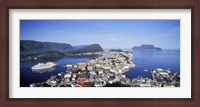 Framed Aerial view of a town on an island, Norwegian Coast, Lesund, Norway