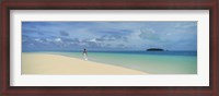 Framed Woman in distance on sandbar, Aitutaki, Cook Islands