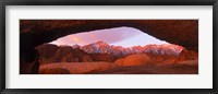 Framed Rock formations with mountains in the background, Mt Whitney, Lone Pine Peak, California, USA