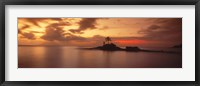 Framed Silhouette of a palm tree on an island at sunset, Anse Severe, La Digue Island, Seychelles