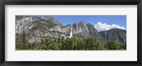 Framed Panoramic view of Yosemite Falls and the Yosemite meadow in late spring, Yosemite National Park, California, USA