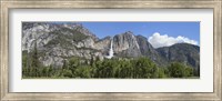 Framed Panoramic view of Yosemite Falls and the Yosemite meadow in late spring, Yosemite National Park, California, USA