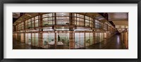 Framed 180 degree view of the corridor of a prison, Alcatraz Island, San Francisco, California, USA