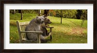 Framed Bears sitting on a bench