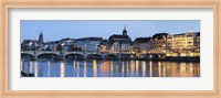 Framed Bridge across a river with a cathedral, Mittlere Rheinbrucke, St. Martin's Church, River Rhine, Basel, Switzerland
