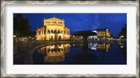 Framed Alte Oper reflecting in Lucae Fountain, Frankfurt, Hesse, Germany