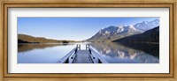 Framed Jetty on the Lake Eibsee with Wetterstein Mountains and Zugspitze Mountain, Bavaria, Germany