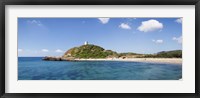 Framed Torre di Chia with the Saracen Tower at the Costa del Sud, Sulcis, Sardinia, Italy