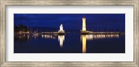 Framed Harbor at Night, Lindau, Lake Constance, Bavaria, Germany