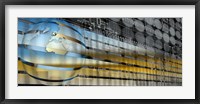 Framed Digital representation of the Earth with grid lines and binary digits