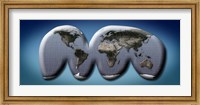 Framed Map of World from Goode's Homolosine Projection