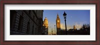 Framed Government building with a clock tower, Big Ben, Houses Of Parliament, City Of Westminster, London, England