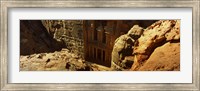 Framed High angle view of the Treasury, Wadi Musa, Petra, Jordan