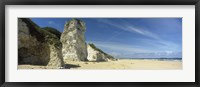 Framed Rock formations on the beach, White Rock Bay, Portrush, County Antrim, Northern Ireland