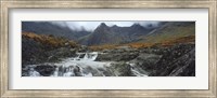 Framed Water falling from rocks, Sgurr a' Mhaim, Glen Brittle, Isle of Skye, Scotland