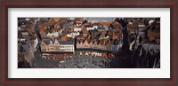 Framed Aerial view of Marktplatz from the Belfry of Bruges, Bruges, Flanders, Belgium