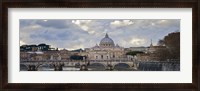 Framed Arch bridge across Tiber River with St. Peter's Basilica in the background, Rome, Lazio, Italy