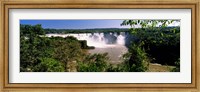Framed Floodwaters cascading into the river at Iguacu Falls, Brazil