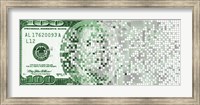 Framed One Hundred Dollar Bill turning digital