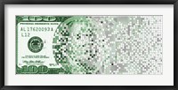 Framed One Hundred Dollar Bill turning digital