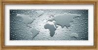 Framed Water drops forming continents (black and white)