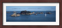 Framed Castle at the coast, Costaeres Castle, Cote de Granit Rose, Ploumanach, Perros-Guirec, Cotes-D'Armor, Brittany, France