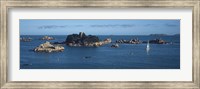 Framed Castle at the coast, Costaeres Castle, Cote de Granit Rose, Ploumanach, Perros-Guirec, Cotes-D'Armor, Brittany, France