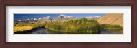 Framed Owens River flowing in front of mountains, Californian Sierra Nevada, Bishop, California, USA