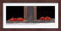 Framed Red chilies drying on window sill, Paro, Bhutan