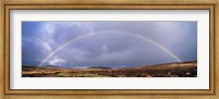 Framed Rainbow above Fernworthy Forest, Dartmoor, Devon, England