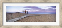 Framed Boardwalk on the beach at dawn, Chesil Beach, Jurassic Coast, Dorset, England