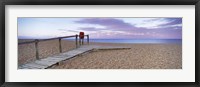 Framed Boardwalk on the beach at dawn, Chesil Beach, Jurassic Coast, Dorset, England