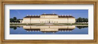 Framed Palace reflecting in water, New Palace Schleissheim, Oberschleissheim, Bavaria, Germany