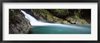 Framed Water falling into a river, Falls Creek, Hollyford River, Fiordland National Park, South Island, New Zealand