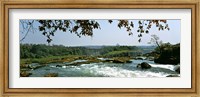 Framed Looking over the top of the Victoria Falls towards the Victoria Falls bridge, Zambia