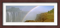 Framed Rainbow form in the spray created by the water cascading over the Victoria Falls, Zimbabwe
