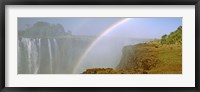 Framed Rainbow form in the spray created by the water cascading over the Victoria Falls, Zimbabwe