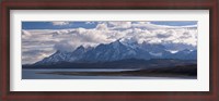 Framed Snow covered mountain range, Torres Del Paine, Torres Del Paine National Park, Chile