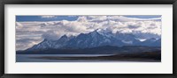 Framed Snow covered mountain range, Torres Del Paine, Torres Del Paine National Park, Chile